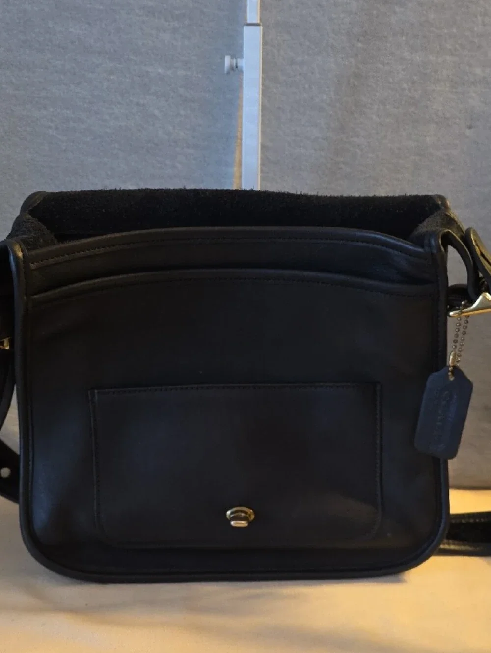 Vintage Black Leather Coach Stewardess Bag